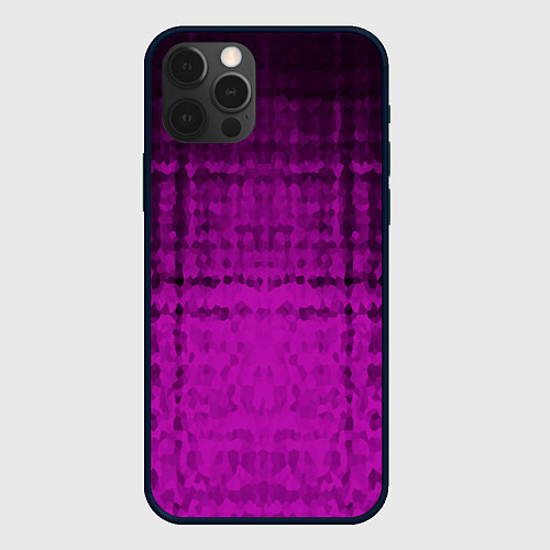Чехол iPhone 12 Pro Абстрактный мозаичный черно - пурпурный узор / 3D-Черный – фото 1