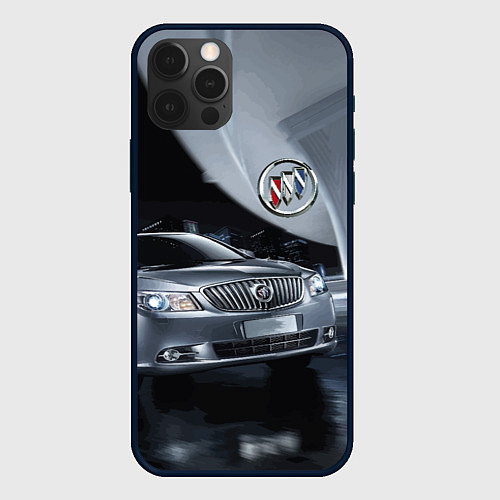 Чехол iPhone 12 Pro Buick в ночном городе / 3D-Черный – фото 1