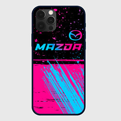 Чехол для iPhone 12 Pro Mazda - neon gradient: символ сверху, цвет: 3D-черный