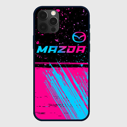 Чехол iPhone 12 Pro Mazda - neon gradient: символ сверху / 3D-Черный – фото 1