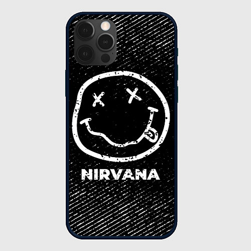 Чехол iPhone 12 Pro Nirvana с потертостями на темном фоне / 3D-Черный – фото 1