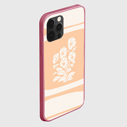Чехол для iPhone 12 Pro Цветы на кремовом фоне, цвет: 3D-малиновый — фото 2