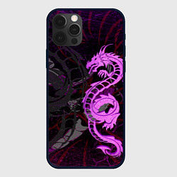 Чехол iPhone 12 Pro Неоновый дракон purple dragon