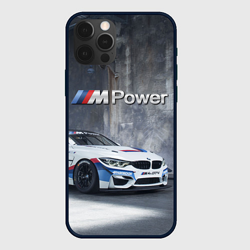 Чехол iPhone 12 Pro BMW M4 GT4 - racing team - motorsport / 3D-Черный – фото 1