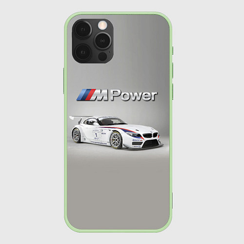 Чехол iPhone 12 Pro BMW Z4 GT3 - Motorsport - racing team / 3D-Салатовый – фото 1