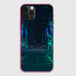 Чехол для iPhone 12 Pro Неоновая ночная улица, цвет: 3D-малиновый