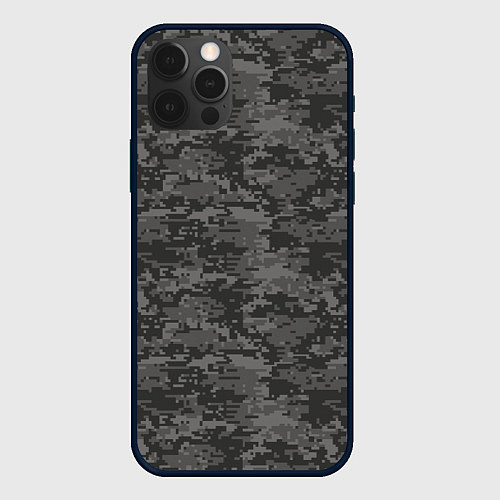 Чехол iPhone 12 Pro Камуфляж AOR-2 серый пиксель / 3D-Черный – фото 1
