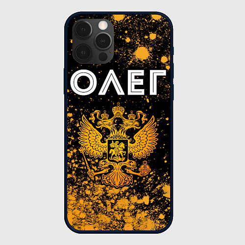 Чехол iPhone 12 Pro Олег и зологой герб РФ / 3D-Черный – фото 1