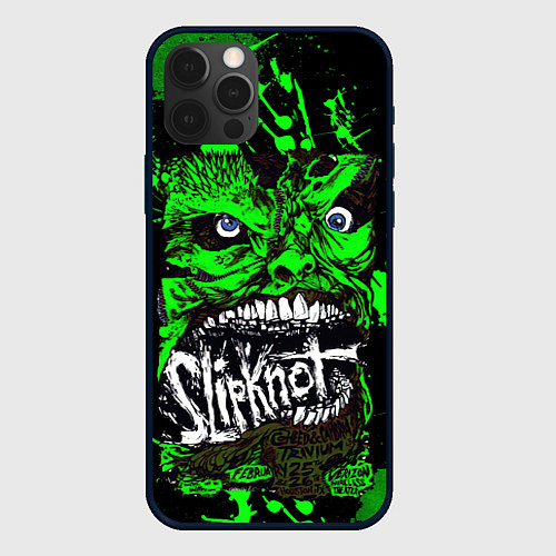 Чехол iPhone 12 Pro Slipknot - green monster по / 3D-Черный – фото 1