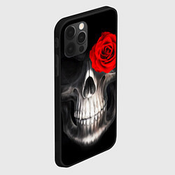 Чехол для iPhone 12 Pro Роза на черепе, цвет: 3D-черный — фото 2