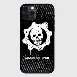 Чехол iPhone 12 Pro Gears of War с потертостями на темном фоне