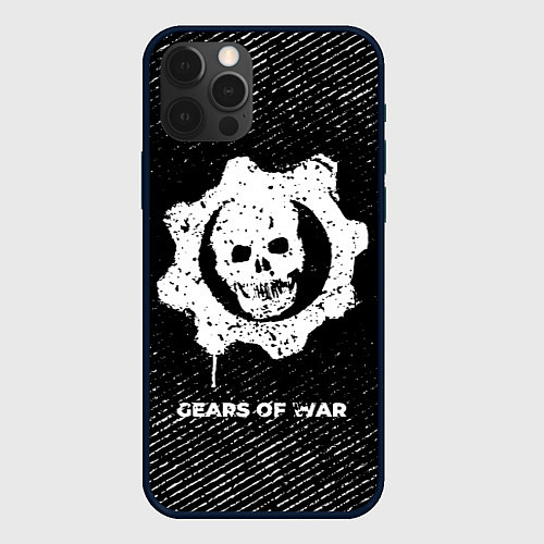 Чехол iPhone 12 Pro Gears of War с потертостями на темном фоне / 3D-Черный – фото 1