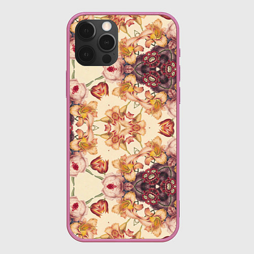 Чехол iPhone 12 Pro Цветы абстрактные розы / 3D-Малиновый – фото 1