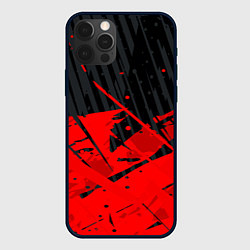 Чехол для iPhone 12 Pro Красные брызги на черном фоне, цвет: 3D-черный