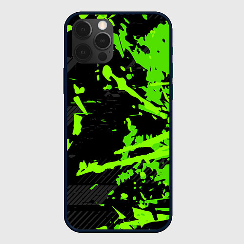 Чехол iPhone 12 Pro Black & Green / 3D-Черный – фото 1