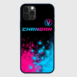 Чехол для iPhone 12 Pro Changan - neon gradient: символ сверху, цвет: 3D-черный