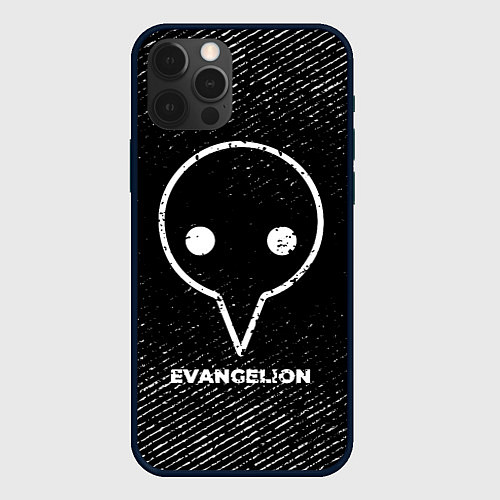 Чехол iPhone 12 Pro Evangelion с потертостями на темном фоне / 3D-Черный – фото 1
