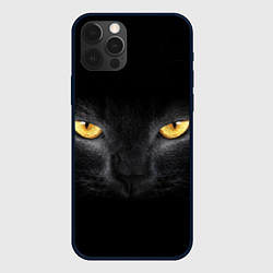 Чехол для iPhone 12 Pro Чёрная кошка с оранжевыми глазами, цвет: 3D-черный