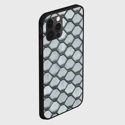 Чехол iPhone 12 Pro Бетонная черепица - текстура / 3D-Черный – фото 2