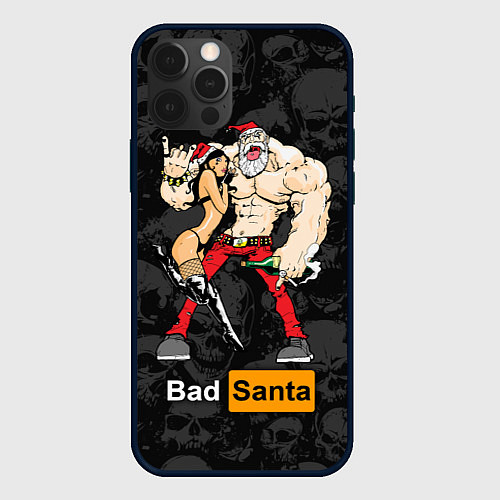 Чехол iPhone 12 Pro Bad Santa and sexy girl / 3D-Черный – фото 1