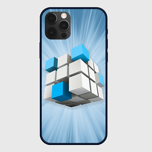 Чехол iPhone 12 Pro Трёхцветный кубик Рубика / 3D-Черный – фото 1
