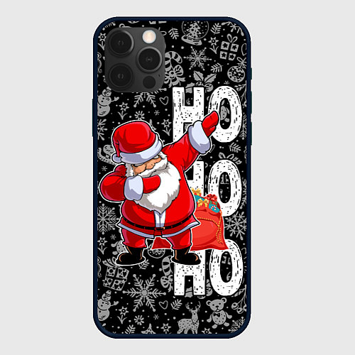 Чехол iPhone 12 Pro Santa Claus, dabbing, through the snow / 3D-Черный – фото 1