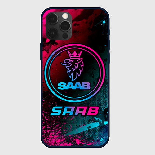 Чехол iPhone 12 Pro Saab - neon gradient / 3D-Черный – фото 1