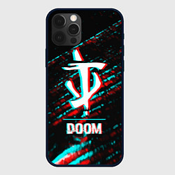 Чехол iPhone 12 Pro Doom в стиле glitch и баги графики на темном фоне