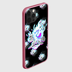 Чехол для iPhone 12 Pro Cyberpunk 2077 neon samurai glitch art colors, цвет: 3D-малиновый — фото 2