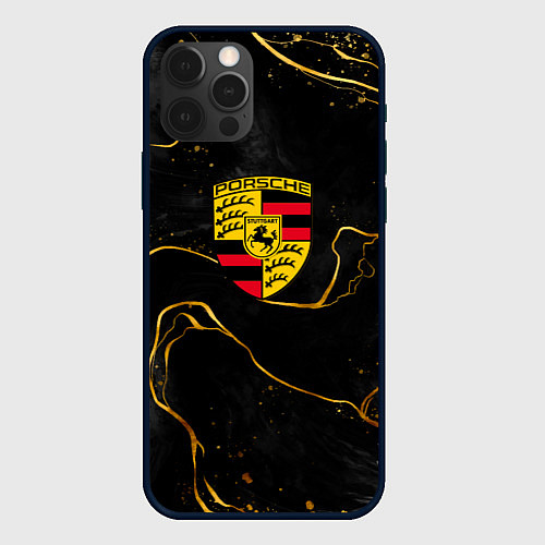 Чехол iPhone 12 Pro Gold Porsche / 3D-Черный – фото 1