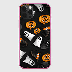 Чехол для iPhone 12 Pro Halloween 31 окт, цвет: 3D-малиновый