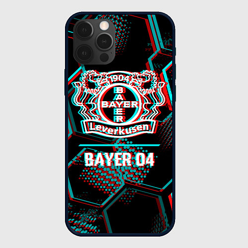 Чехол iPhone 12 Pro Bayer 04 FC в стиле glitch на темном фоне / 3D-Черный – фото 1