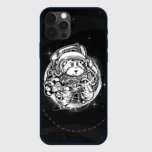 Чехол iPhone 12 Pro Хомяк в космосе / 3D-Черный – фото 1