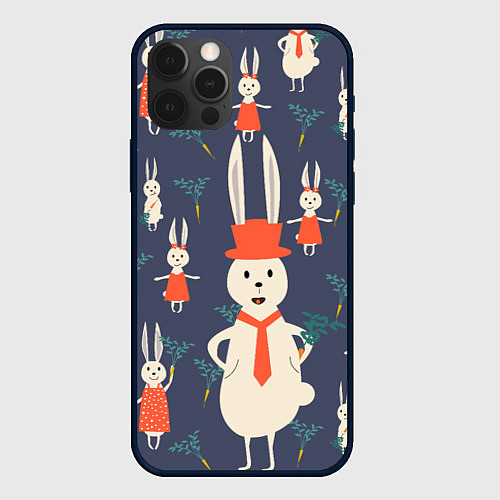 Чехол iPhone 12 Pro Семья крольчат / 3D-Черный – фото 1