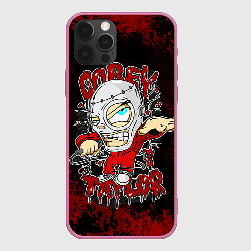 Чехол iPhone 12 Pro Slipknot skull / 3D-Малиновый – фото 1