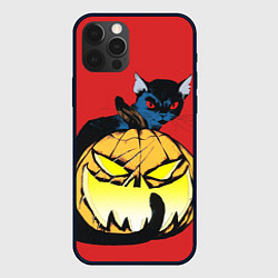 Чехол iPhone 12 Pro Halloween - тыква и кот