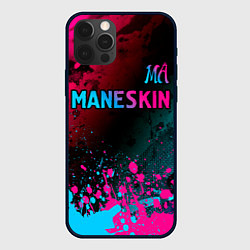 Чехол для iPhone 12 Pro Maneskin - neon gradient: символ сверху, цвет: 3D-черный