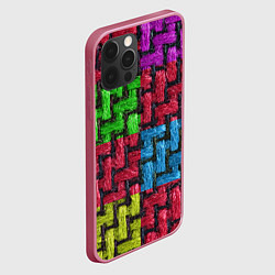 Чехол для iPhone 12 Pro Грубая вязка - цветная клетка - fashion 2044, цвет: 3D-малиновый — фото 2