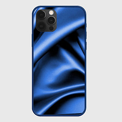 Чехол для iPhone 12 Pro Складки гладкой синей ткани, цвет: 3D-тёмно-синий