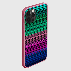 Чехол для iPhone 12 Pro Разноцветные неоновые шелковые нити, цвет: 3D-малиновый — фото 2