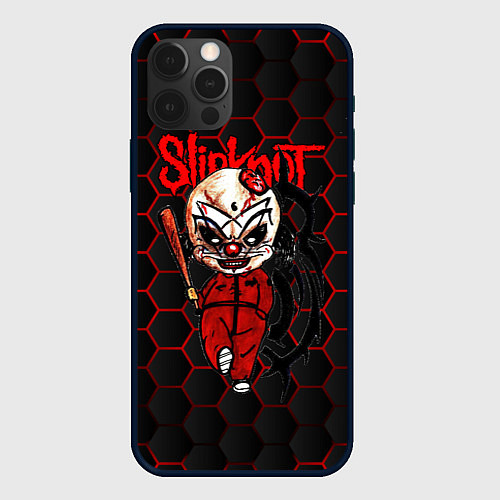 Чехол iPhone 12 Pro Slipknot объемные соты / 3D-Черный – фото 1