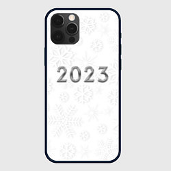 Чехол для iPhone 12 Pro Новогодние снежинки 2023, цвет: 3D-черный