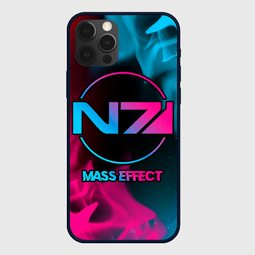 Чехол iPhone 12 Pro Mass Effect - neon gradient / 3D-Черный – фото 1