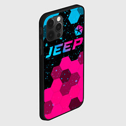 Чехол для iPhone 12 Pro Jeep - neon gradient: символ сверху, цвет: 3D-черный — фото 2