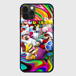 Чехол для iPhone 12 Pro Super Mario - Gaming aesthetics - Collage, цвет: 3D-черный