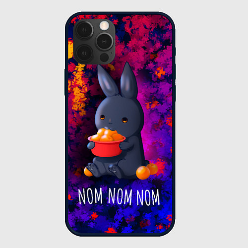 Чехол iPhone 12 Pro Кролик с мандаринами - Nom nom nom / 3D-Черный – фото 1