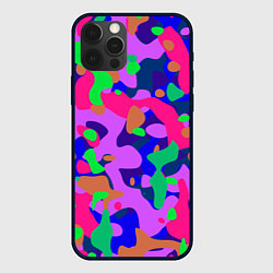 Чехол для iPhone 12 Pro Абстракция в неоновых цветах, цвет: 3D-черный