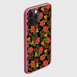Чехол для iPhone 12 Pro Красивая хохломская роспись, цвет: 3D-малиновый — фото 2