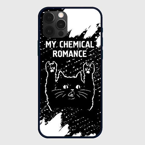 Чехол iPhone 12 Pro Группа My Chemical Romance и рок кот / 3D-Черный – фото 1