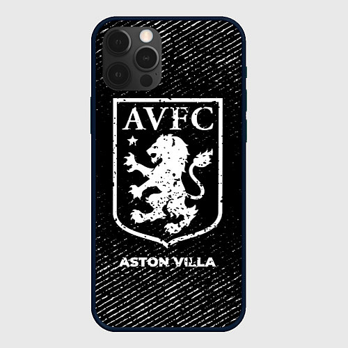 Чехол iPhone 12 Pro Aston Villa с потертостями на темном фоне / 3D-Черный – фото 1